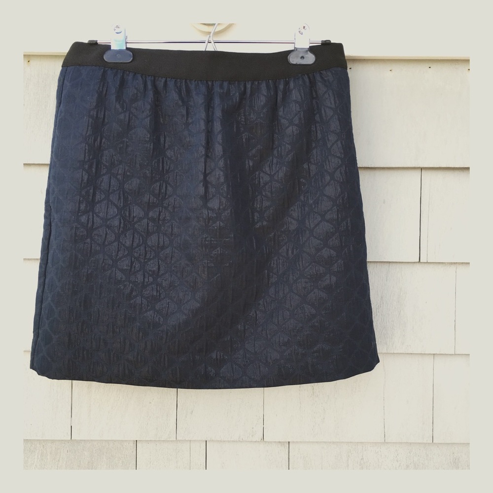 Vintage Ann Taylor LOFT Metallic Sheen Jacquard Mini Skirt Size 6 - Picture 3 of 8